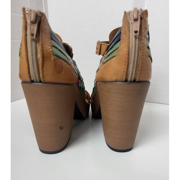 Macarena Mexican Leather Boho Platform Block Heel Sandals Size 9.5 - Picture 5 of 9